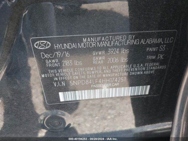 Photo 8 VIN: 5NPD84LF4HH174251 - HYUNDAI ELANTRA 