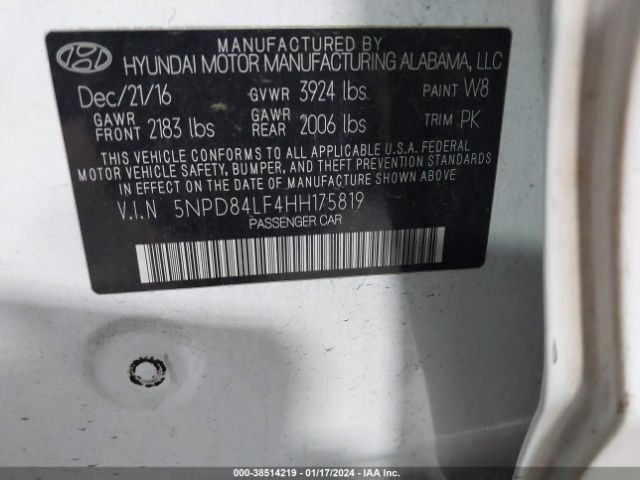 Photo 8 VIN: 5NPD84LF4HH175819 - HYUNDAI ELANTRA 