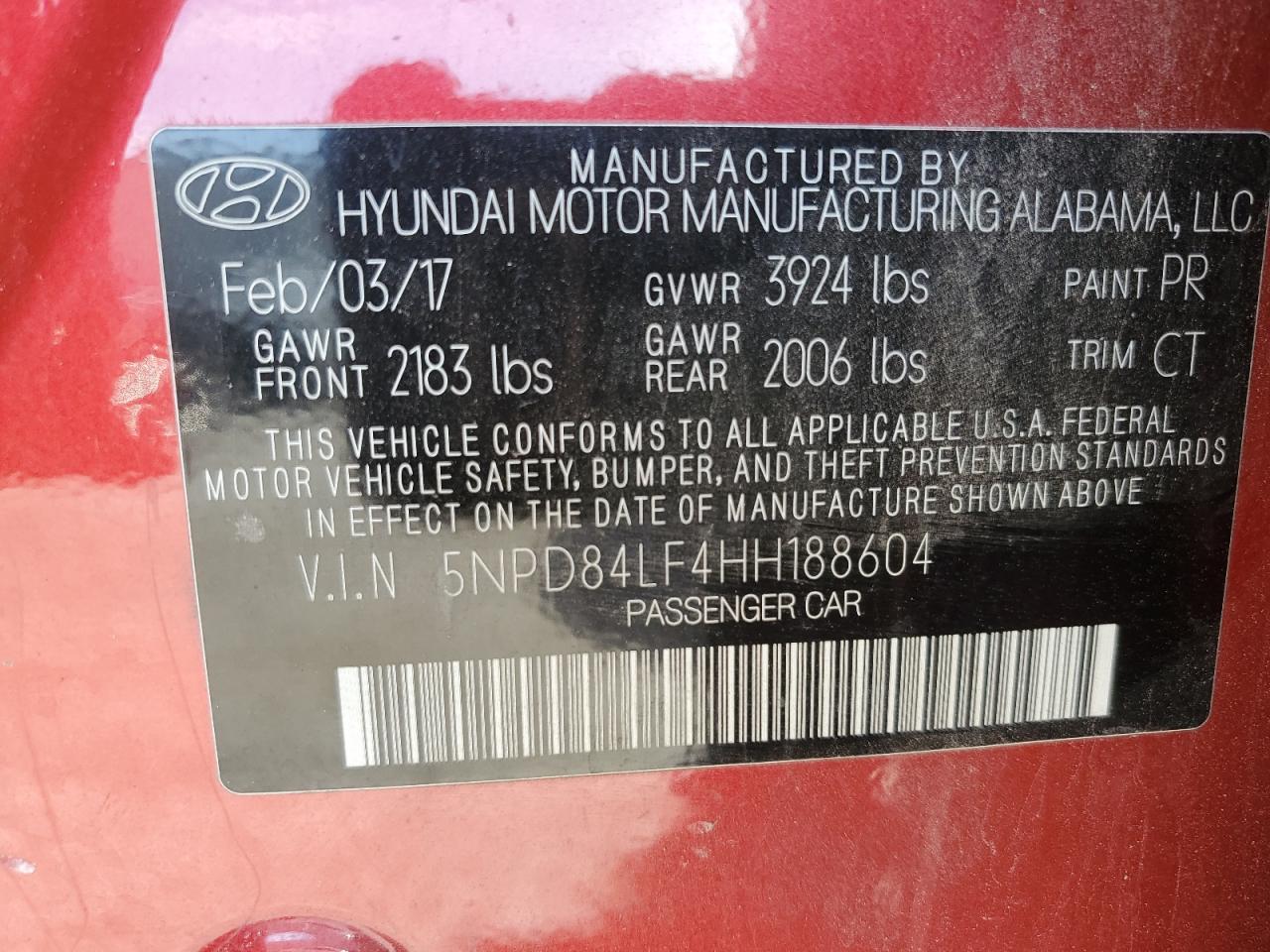 Photo 12 VIN: 5NPD84LF4HH188604 - HYUNDAI ELANTRA 