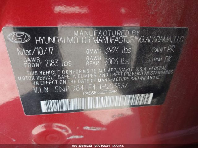 Photo 8 VIN: 5NPD84LF4HH203537 - HYUNDAI ELANTRA 