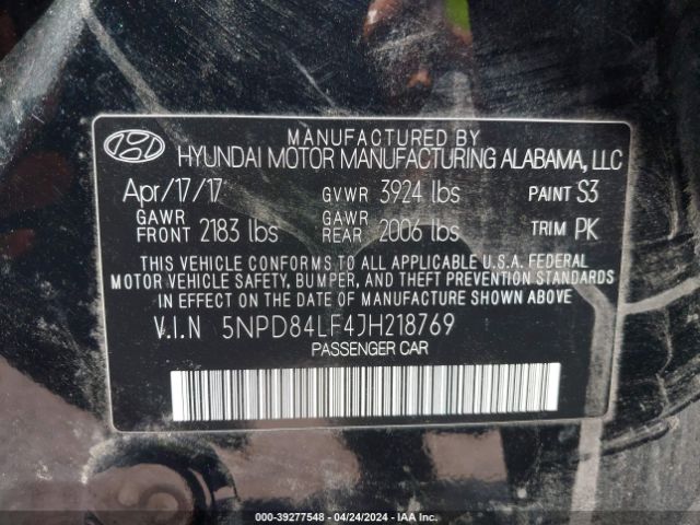 Photo 8 VIN: 5NPD84LF4JH218769 - HYUNDAI ELANTRA 