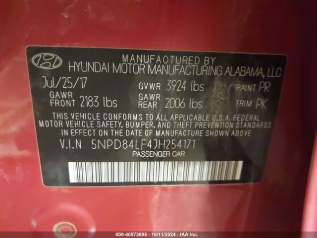 Photo 8 VIN: 5NPD84LF4JH254171 - HYUNDAI ELANTRA 