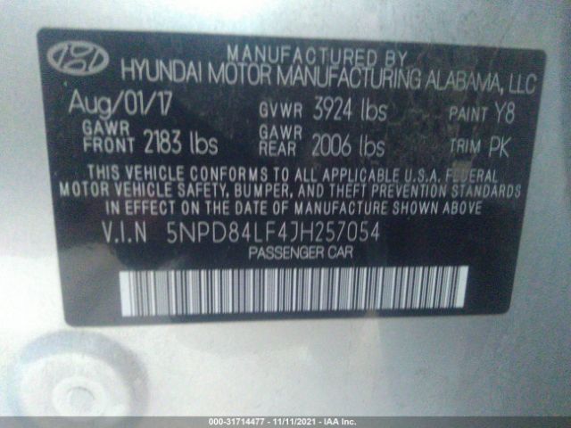 Photo 8 VIN: 5NPD84LF4JH257054 - HYUNDAI ELANTRA 