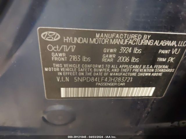 Photo 8 VIN: 5NPD84LF4JH283721 - HYUNDAI ELANTRA 