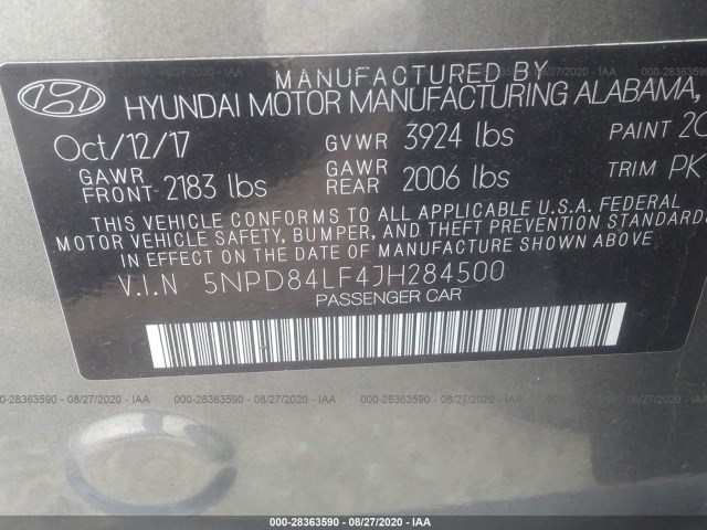 Photo 8 VIN: 5NPD84LF4JH284500 - HYUNDAI ELANTRA 