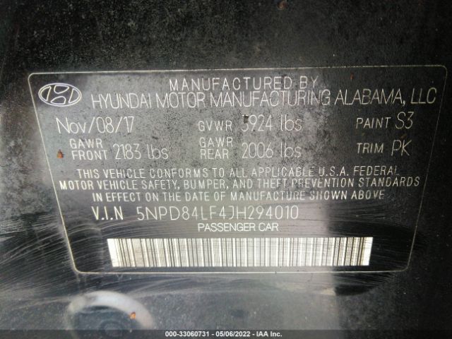 Photo 8 VIN: 5NPD84LF4JH294010 - HYUNDAI ELANTRA 