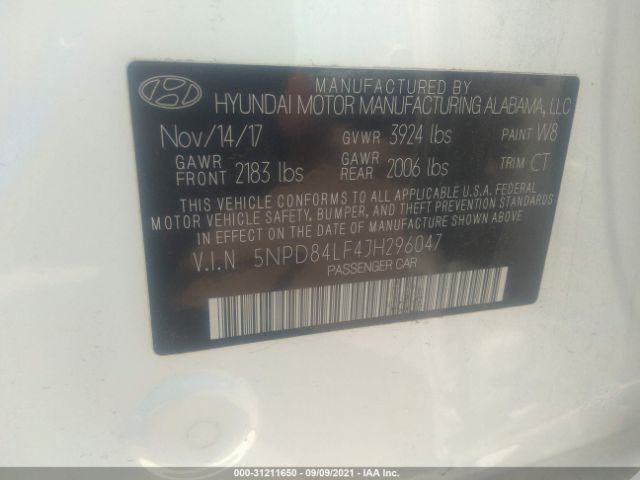 Photo 8 VIN: 5NPD84LF4JH296047 - HYUNDAI ELANTRA 