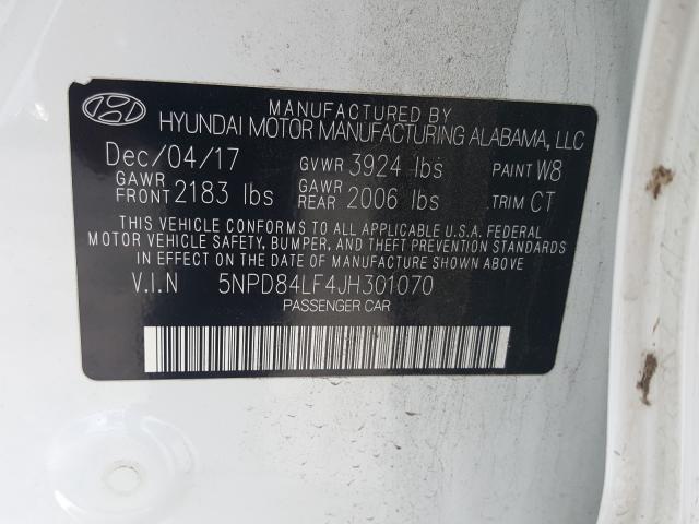 Photo 9 VIN: 5NPD84LF4JH301070 - HYUNDAI ELANTRA SE 