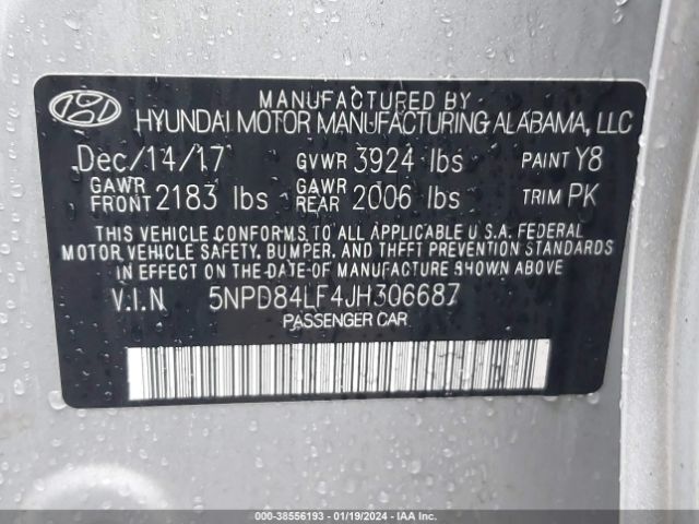 Photo 8 VIN: 5NPD84LF4JH306687 - HYUNDAI ELANTRA 