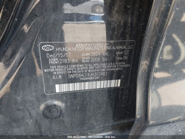 Photo 8 VIN: 5NPD84LF4JH307483 - HYUNDAI ELANTRA 