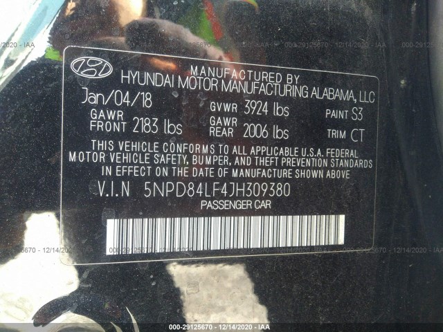 Photo 8 VIN: 5NPD84LF4JH309380 - HYUNDAI ELANTRA 