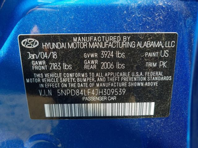 Photo 9 VIN: 5NPD84LF4JH309539 - HYUNDAI ELANTRA 