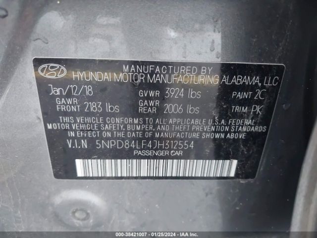 Photo 8 VIN: 5NPD84LF4JH312554 - HYUNDAI ELANTRA 