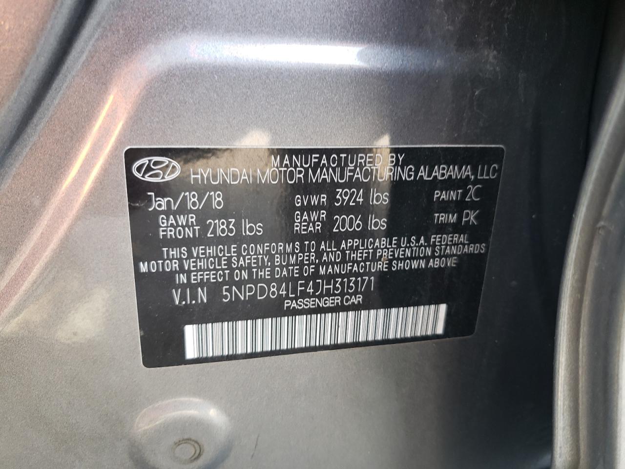 Photo 11 VIN: 5NPD84LF4JH313171 - HYUNDAI ELANTRA 