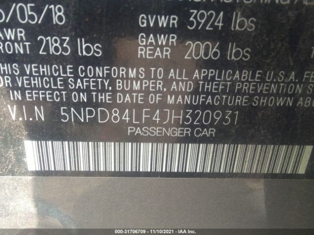 Photo 8 VIN: 5NPD84LF4JH320931 - HYUNDAI ELANTRA 