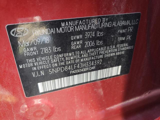 Photo 9 VIN: 5NPD84LF4JH334392 - HYUNDAI ELANTRA SE 