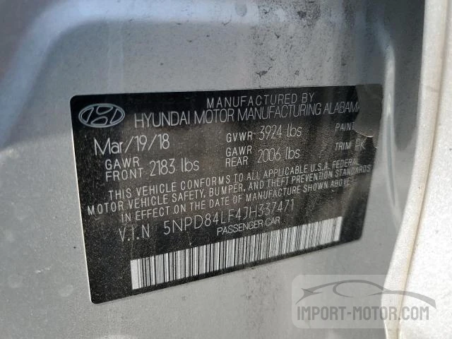 Photo 11 VIN: 5NPD84LF4JH337471 - HYUNDAI ELANTRA 