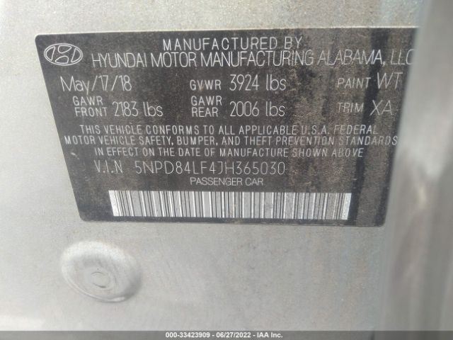 Photo 8 VIN: 5NPD84LF4JH365030 - HYUNDAI ELANTRA 