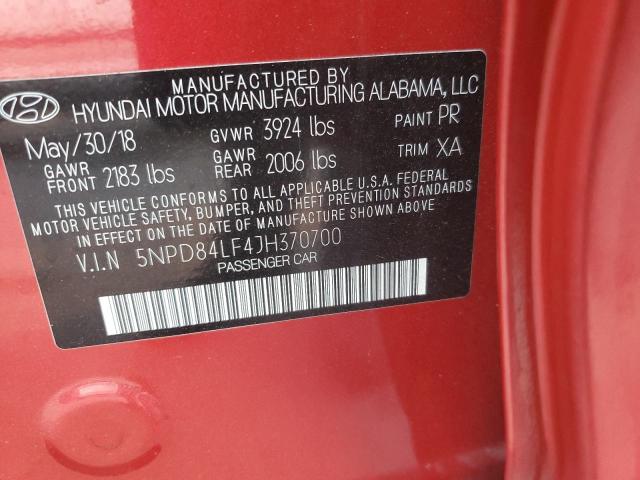 Photo 12 VIN: 5NPD84LF4JH370700 - HYUNDAI ELANTRA SE 