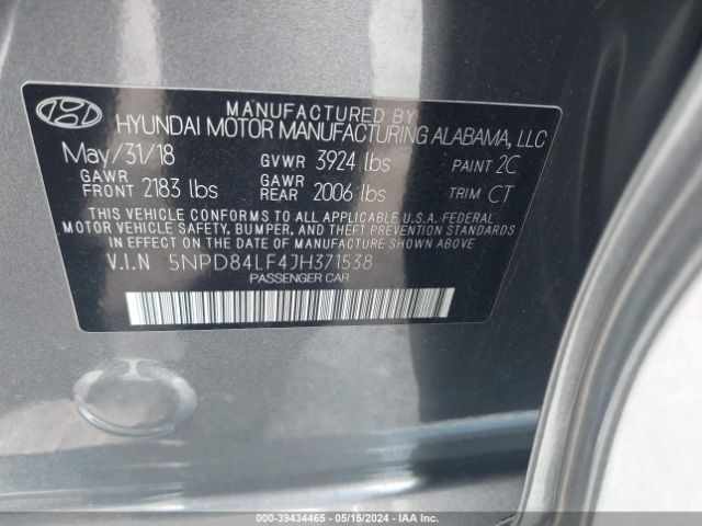 Photo 8 VIN: 5NPD84LF4JH371538 - HYUNDAI ELANTRA 