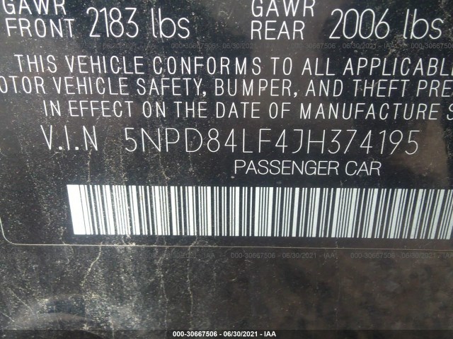 Photo 8 VIN: 5NPD84LF4JH374195 - HYUNDAI ELANTRA 