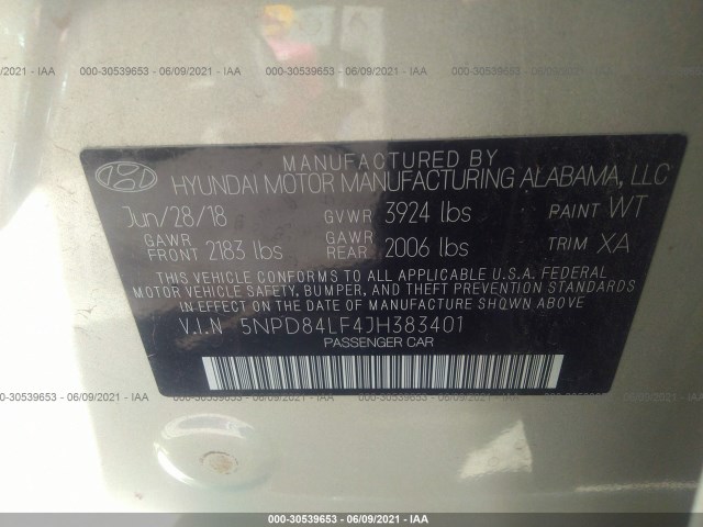 Photo 8 VIN: 5NPD84LF4JH383401 - HYUNDAI ELANTRA 