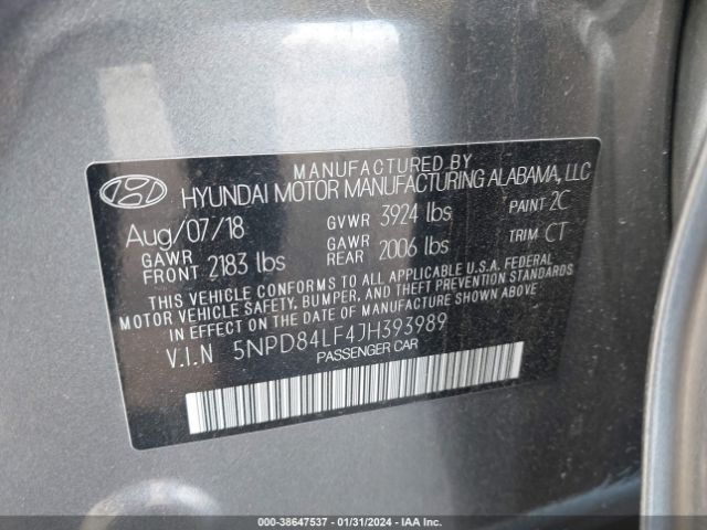 Photo 8 VIN: 5NPD84LF4JH393989 - HYUNDAI ELANTRA 