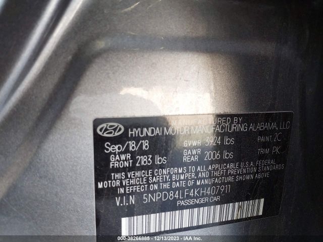 Photo 8 VIN: 5NPD84LF4KH407911 - HYUNDAI ELANTRA 