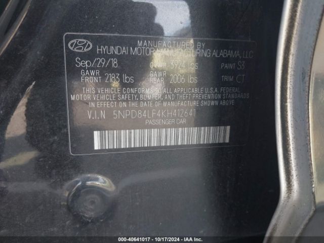 Photo 8 VIN: 5NPD84LF4KH412641 - HYUNDAI ELANTRA 