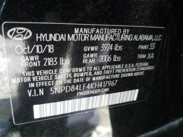 Photo 9 VIN: 5NPD84LF4KH417967 - HYUNDAI ELANTRA SE 