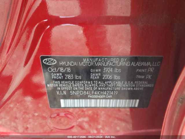 Photo 8 VIN: 5NPD84LF4KH421419 - HYUNDAI ELANTRA 