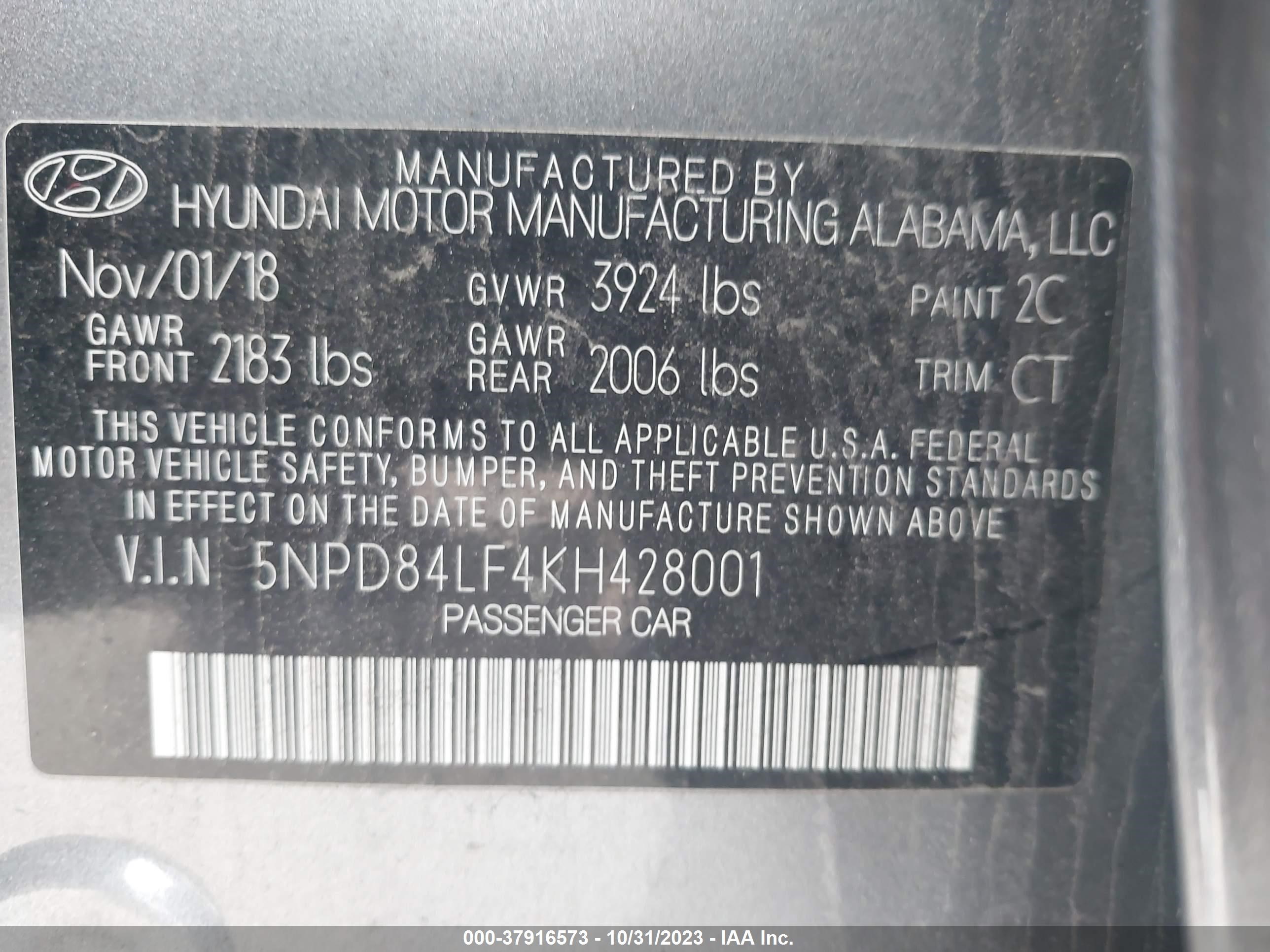 Photo 8 VIN: 5NPD84LF4KH428001 - HYUNDAI ELANTRA 