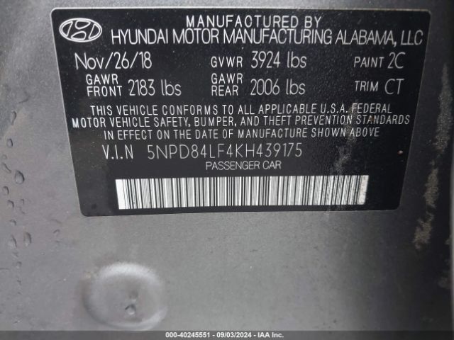 Photo 8 VIN: 5NPD84LF4KH439175 - HYUNDAI ELANTRA 