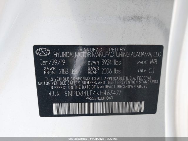 Photo 8 VIN: 5NPD84LF4KH463427 - HYUNDAI ELANTRA 