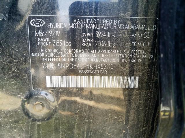 Photo 9 VIN: 5NPD84LF4KH482110 - HYUNDAI ELANTRA SE 