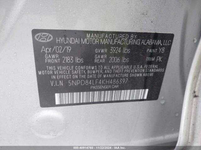 Photo 8 VIN: 5NPD84LF4KH486397 - HYUNDAI ELANTRA 