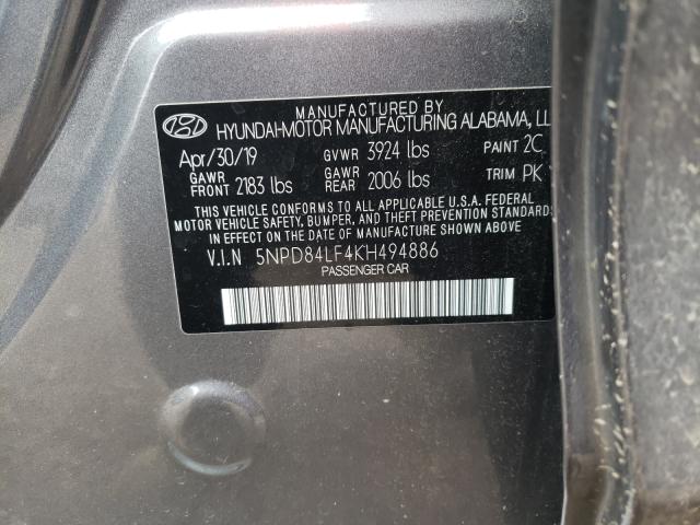 Photo 9 VIN: 5NPD84LF4KH494886 - HYUNDAI ELANTRA SE 