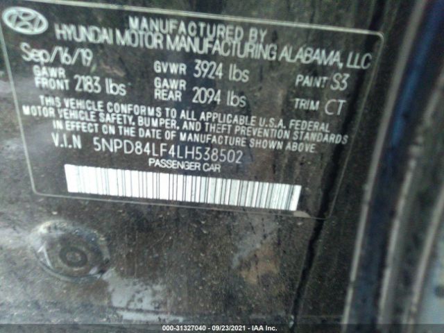 Photo 8 VIN: 5NPD84LF4LH538502 - HYUNDAI ELANTRA 