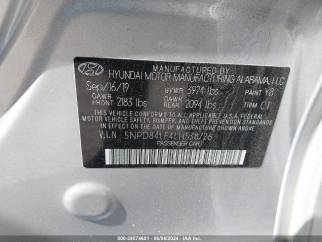 Photo 8 VIN: 5NPD84LF4LH538726 - HYUNDAI ELANTRA 