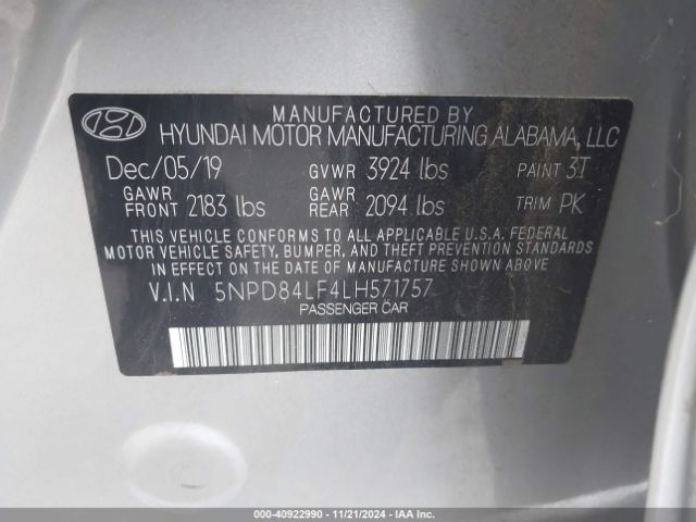 Photo 8 VIN: 5NPD84LF4LH571757 - HYUNDAI ELANTRA 