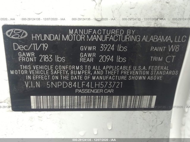 Photo 8 VIN: 5NPD84LF4LH573721 - HYUNDAI ELANTRA 