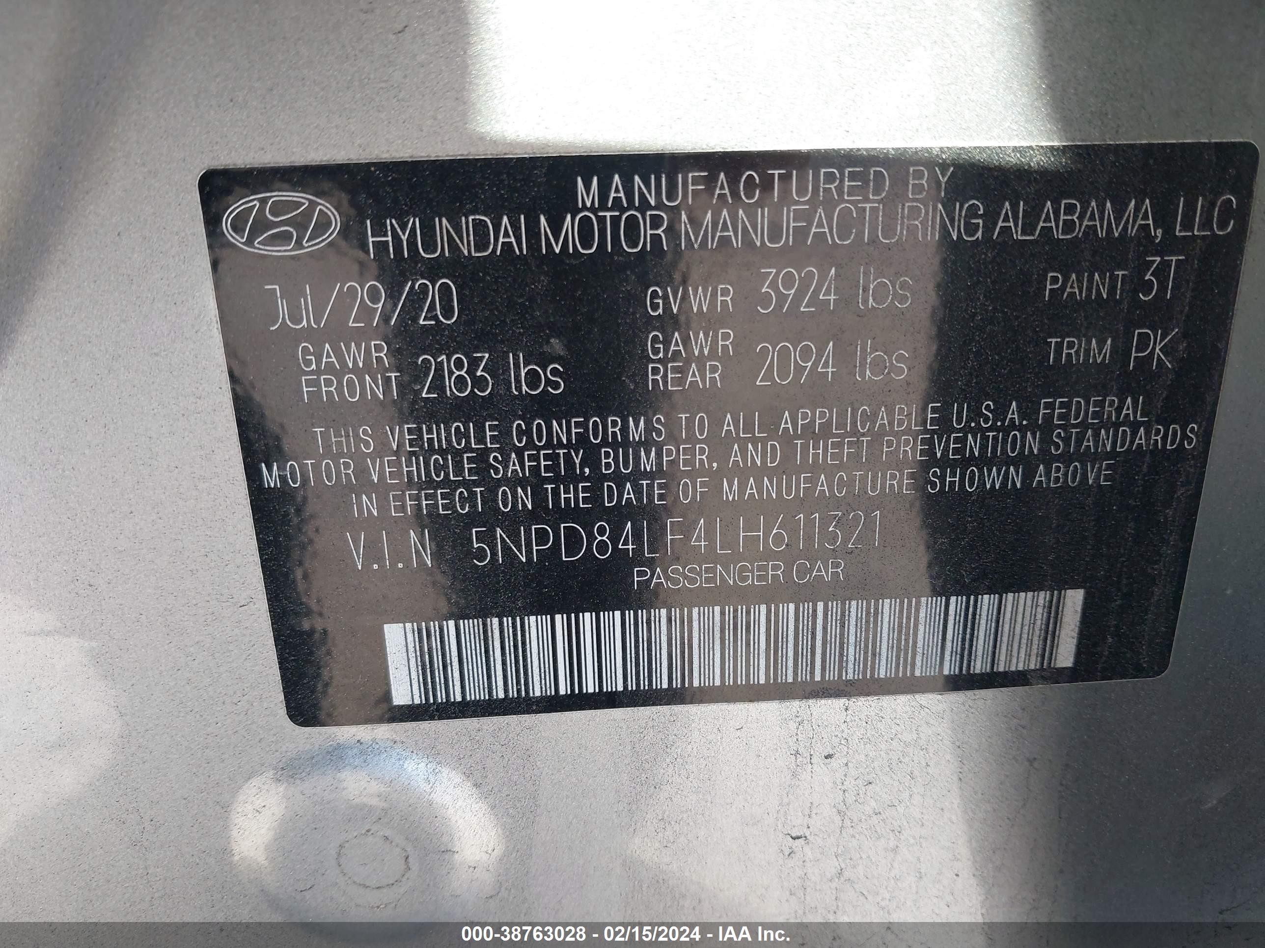 Photo 8 VIN: 5NPD84LF4LH611321 - HYUNDAI ELANTRA 