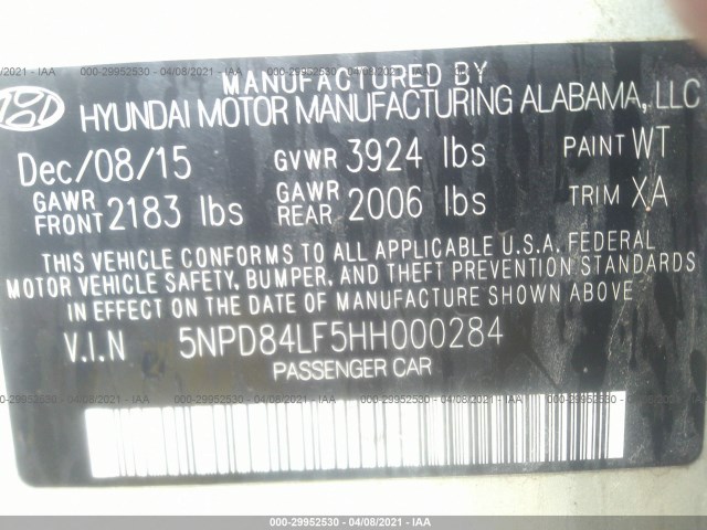 Photo 8 VIN: 5NPD84LF5HH000284 - HYUNDAI ELANTRA 