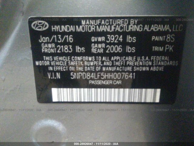 Photo 8 VIN: 5NPD84LF5HH007641 - HYUNDAI ELANTRA 