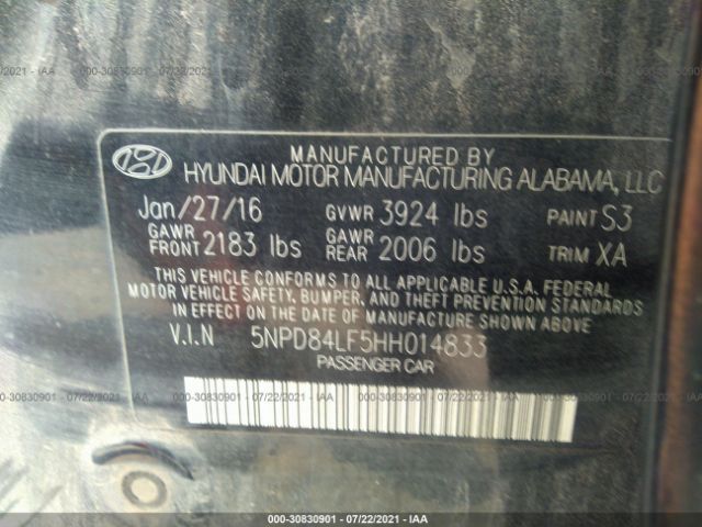 Photo 8 VIN: 5NPD84LF5HH014833 - HYUNDAI ELANTRA 