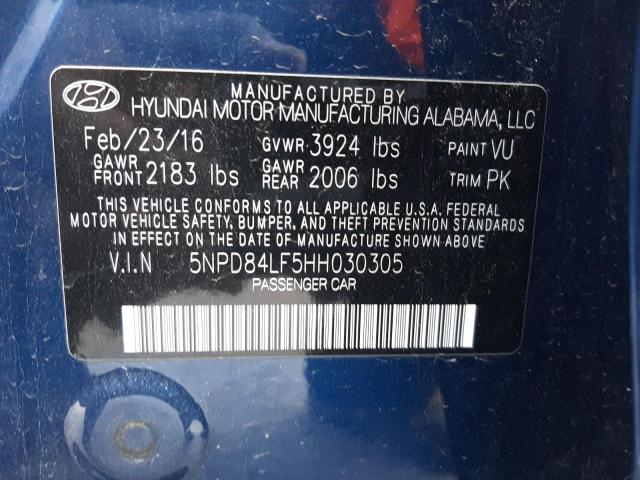 Photo 9 VIN: 5NPD84LF5HH030305 - HYUNDAI ELANTRA 