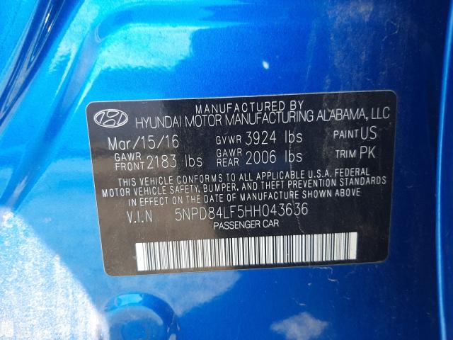 Photo 9 VIN: 5NPD84LF5HH043636 - HYUNDAI ELANTRA 