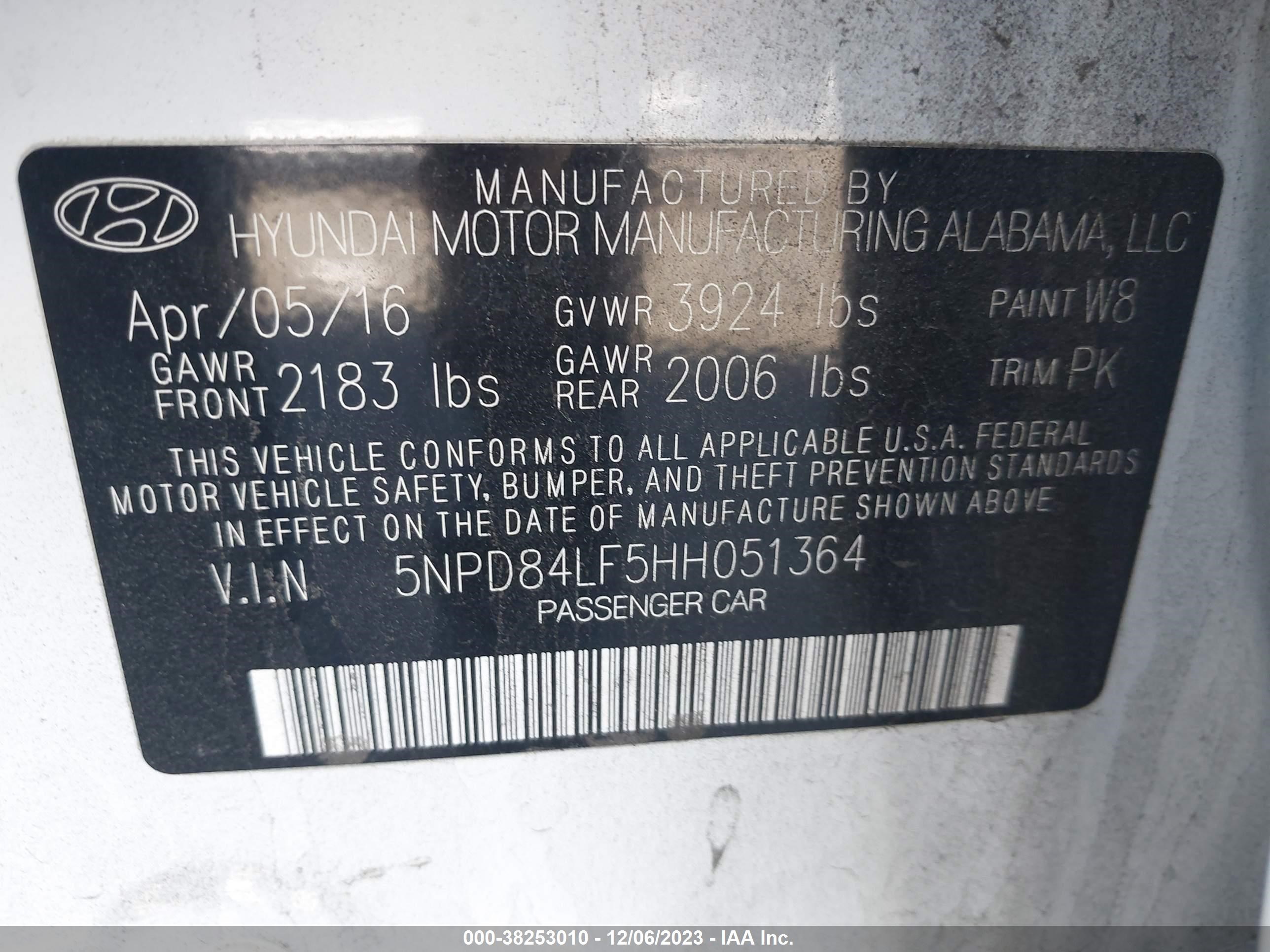 Photo 8 VIN: 5NPD84LF5HH051364 - HYUNDAI ELANTRA 