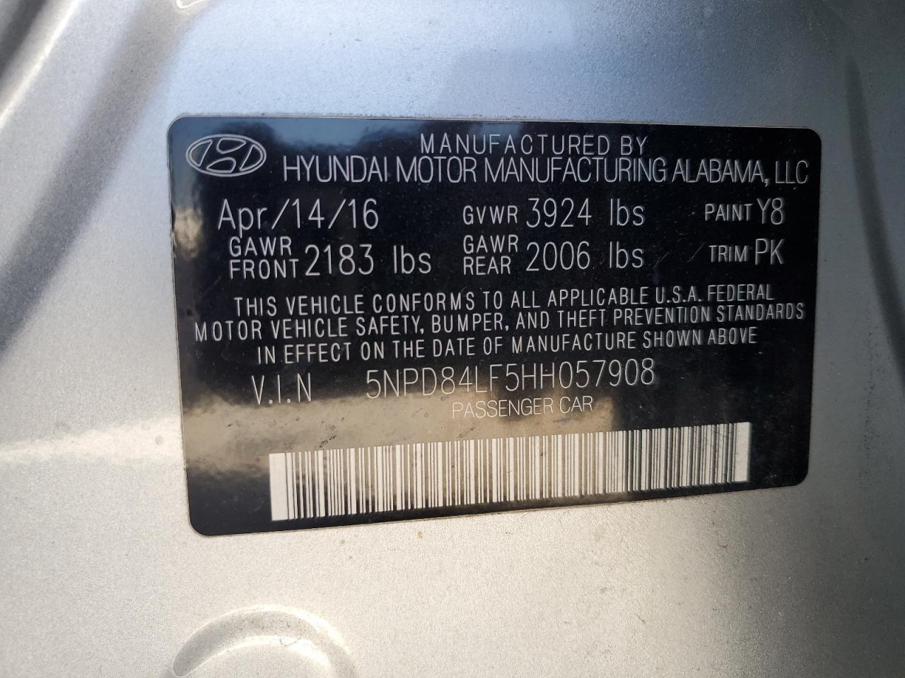 Photo 12 VIN: 5NPD84LF5HH057908 - HYUNDAI ELANTRA 