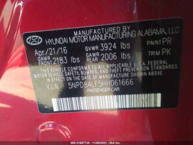 Photo 8 VIN: 5NPD84LF5HH061666 - HYUNDAI ELANTRA 